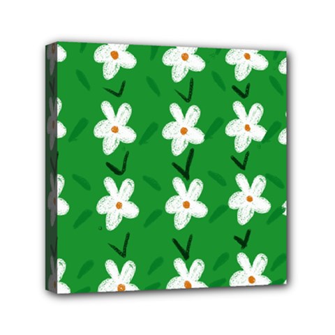 Flowers-green-white Mini Canvas 6  X 6  (stretched)