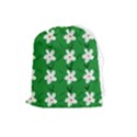 Flowers-green-white Drawstring Pouch (Large) View1