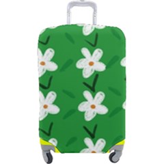 Flowers-green-white Luggage Cover (large) by nate14shop