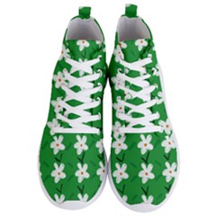 Flowers-green-white Men s Lightweight High Top Sneakers