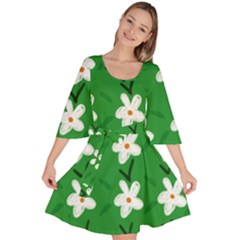 Flowers-green-white Velour Kimono Dress by nate14shop