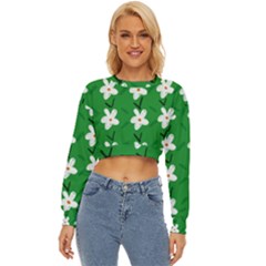 Flowers-green-white Lightweight Long Sleeve Sweatshirt