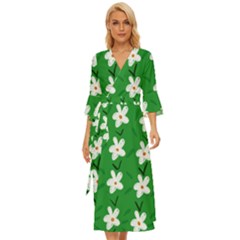 Flowers-green-white Midsummer Wrap Dress