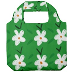 Flowers-green-white Foldable Grocery Recycle Bag