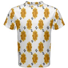 Flowers-gold-white Men s Cotton Tee by nate14shop