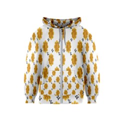 Flowers-gold-white Kids  Zipper Hoodie