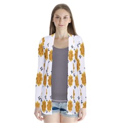 Flowers-gold-white Drape Collar Cardigan by nate14shop