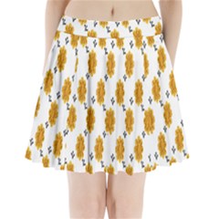 Flowers-gold-white Pleated Mini Skirt by nate14shop