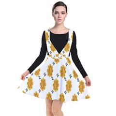 Flowers-gold-white Plunge Pinafore Dress by nate14shop