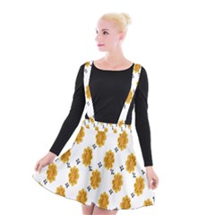 Flowers-gold-white Suspender Skater Skirt by nate14shop