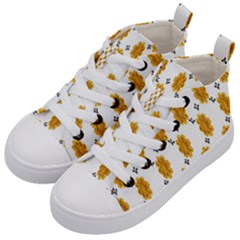 Flowers-gold-white Kids  Mid-top Canvas Sneakers by nate14shop