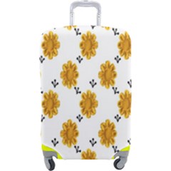 Flowers-gold-white Luggage Cover (large) by nate14shop