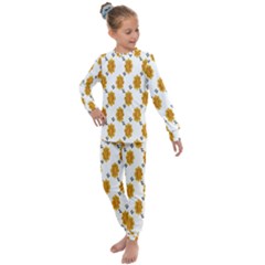 Flowers-gold-white Kids  Long Sleeve Set  by nate14shop