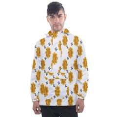 Flowers-gold-white Men s Front Pocket Pullover Windbreaker by nate14shop