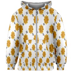 Flowers-gold-white Kids  Zipper Hoodie Without Drawstring by nate14shop