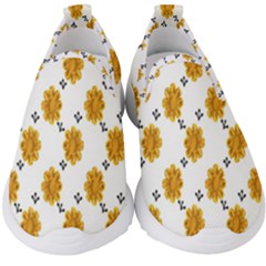 Flowers-gold-white Kids  Slip On Sneakers by nate14shop