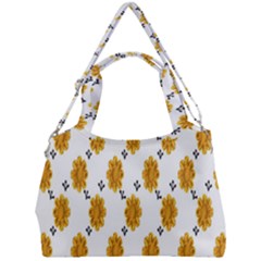 Flowers-gold-white Double Compartment Shoulder Bag