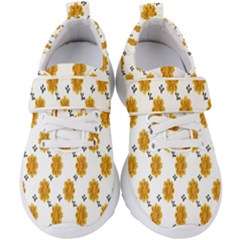 Flowers-gold-white Kids  Velcro Strap Shoes