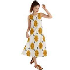 Flowers-gold-white Summer Maxi Dress by nate14shop