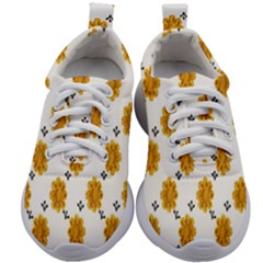 Flowers-gold-white Kids Athletic Shoes by nate14shop