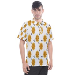 Flowers-gold-white Men s Polo Tee