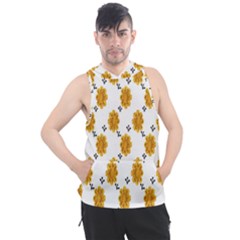 Flowers-gold-white Men s Sleeveless Hoodie