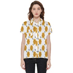 Flowers-gold-white Short Sleeve Pocket Shirt by nate14shop