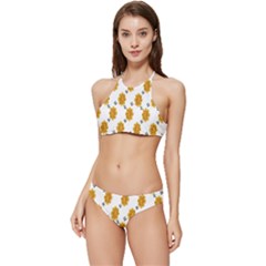 Flowers-gold-white Banded Triangle Bikini Set