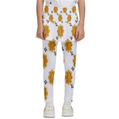 Flowers-gold-white Kids  Skirted Pants