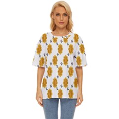 Flowers-gold-white Oversized Basic Tee