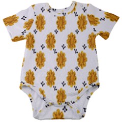 Flowers-gold-white Baby Short Sleeve Onesie Bodysuit