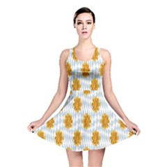 Flowers-gold-blue Reversible Skater Dress by nate14shop