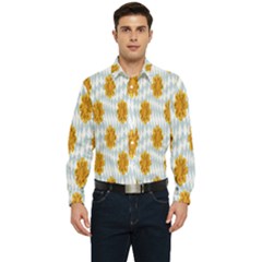 Flowers-gold-blue Men s Long Sleeve  Shirt