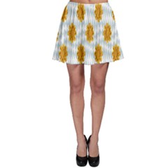 Flowers-gold-blue Skater Skirt by nate14shop