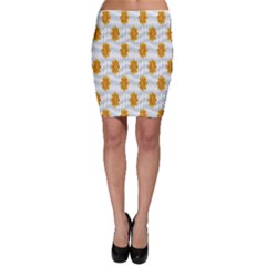 Flowers-gold-blue Bodycon Skirt by nate14shop