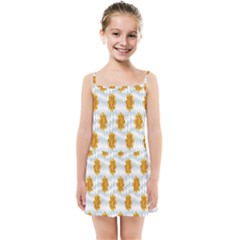 Flowers-gold-blue Kids  Summer Sun Dress by nate14shop