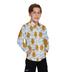 Flowers-gold-blue Kids  Windbreaker by nate14shop