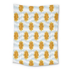 Flowers-gold-blue Medium Tapestry