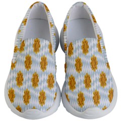 Flowers-gold-blue Kids Lightweight Slip Ons by nate14shop