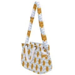 Flowers-gold-blue Rope Handles Shoulder Strap Bag