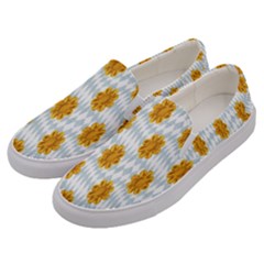 Flowers-gold-blue Men s Canvas Slip Ons by nate14shop