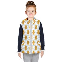 Flowers-gold-blue Kids  Hooded Puffer Vest