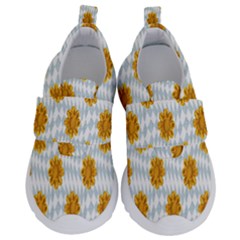 Flowers-gold-blue Kids  Velcro No Lace Shoes by nate14shop