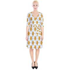 Flowers-gold-blue Wrap Up Cocktail Dress by nate14shop