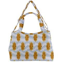 Flowers-gold-blue Double Compartment Shoulder Bag