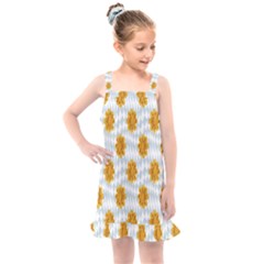 Flowers-gold-blue Kids  Overall Dress by nate14shop