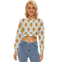 Flowers-gold-blue Lightweight Long Sleeve Sweatshirt by nate14shop