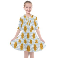 Flowers-gold-blue Kids  All Frills Chiffon Dress