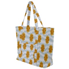 Flowers-gold-blue Zip Up Canvas Bag