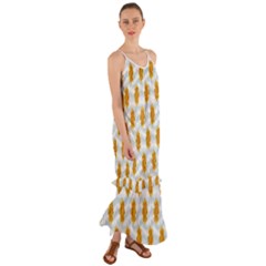 Flowers-gold-blue Cami Maxi Ruffle Chiffon Dress by nate14shop